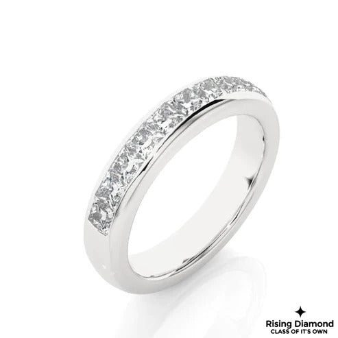 0.42 CTW Princess Cut Colorless Moissanite Wedding Band