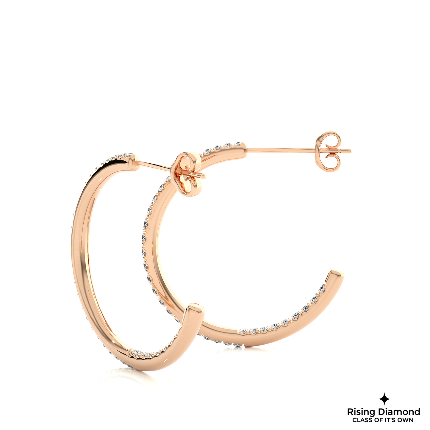 1.02 CTW Round Cut Lab Grown Diamond Hoop Earring With Screw Back Closer
