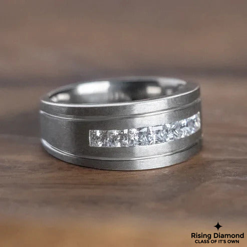 0.40 CTW Princess Cut Colorless Moissanite Men's Wedding Band