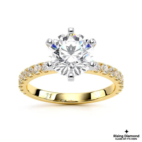 1.15 Ct Round Cut E-VS1 Lab Grown Diamond Six Prong Half Eternity Engagement Ring