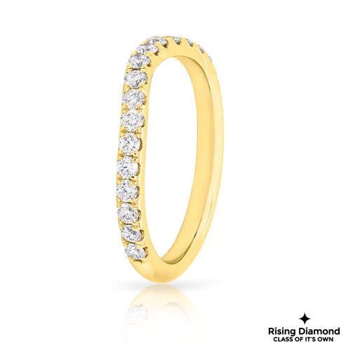 0.60 CTW Round Cut Colorless Moissanite Curved Wedding Band