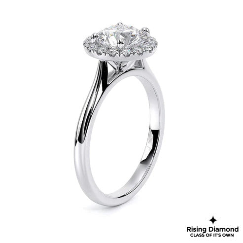 1.05 Ct Round Cut E-VS2 Lab Grown Diamond Halo Engagement Ring