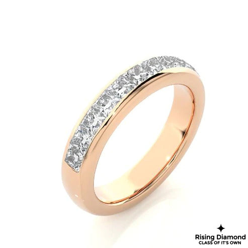 0.38 Ct Princess Cut Colorless Moissanite Gold Wedding Band