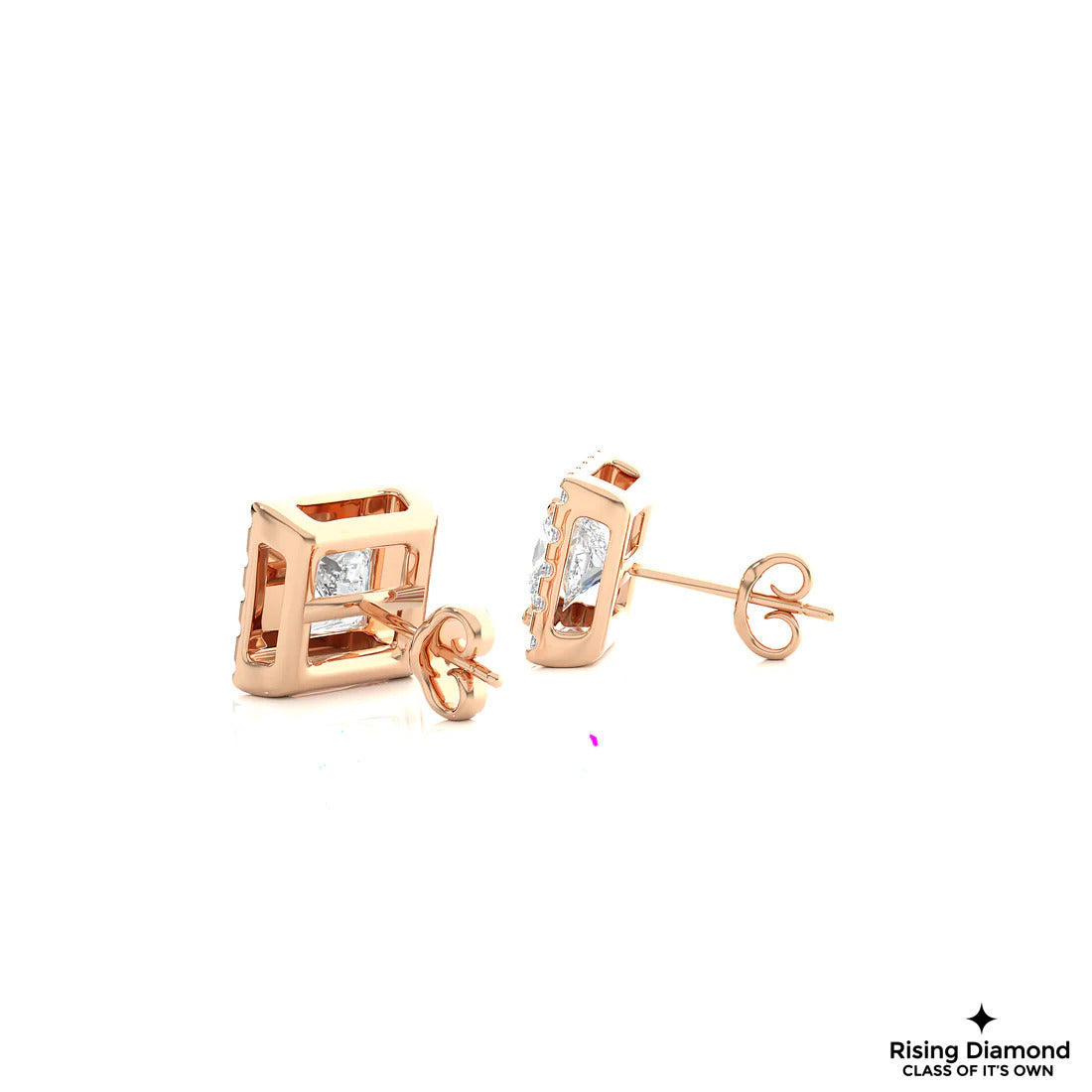 1.12 TCW Princess EF/VS Lab Grown For Each Diamond Halo Earring