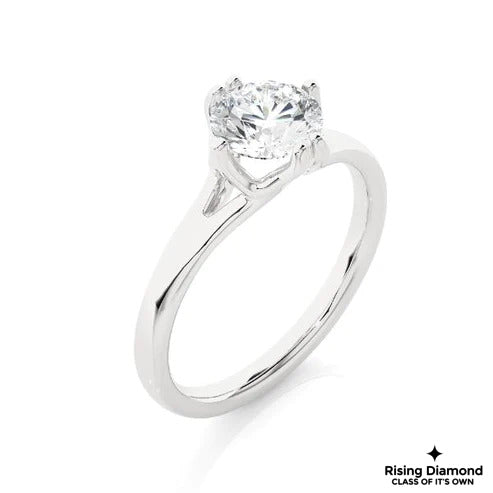 1.00 Ct Round Cut D-VS Lab Grown Diamond Gold Solitaire Engagement Ring