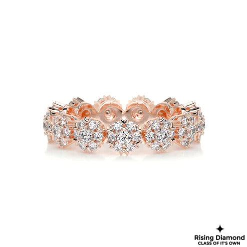 1.05 CTW Round Cut Colorless Moissanite Floral Wedding Band