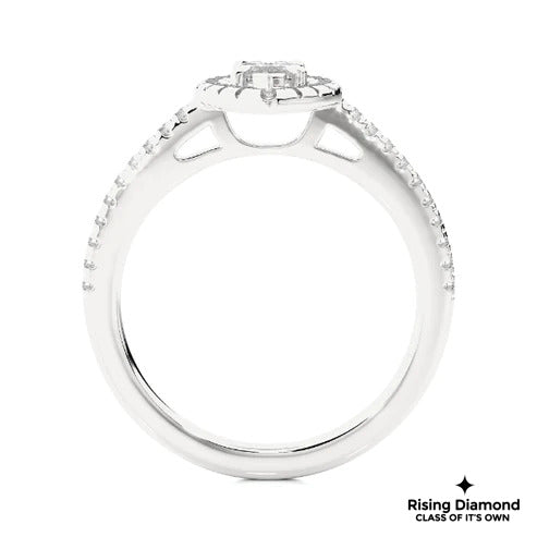 3.01 CT Marquise Cut Colorless Moissanite Halo Engagement Ring