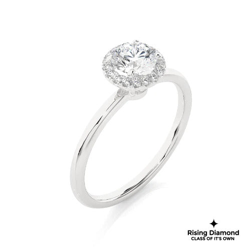 1.0 Ct F/VS1 Round Cut Lab Grown Diamond Halo Ring