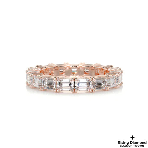 2.85 CTW Emerald Cut Colorless Moissanite Wedding Band