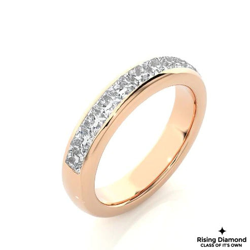 0.42 Ct Princess Cut FG-VS Lab Grown Diamond Gold Wedding Band