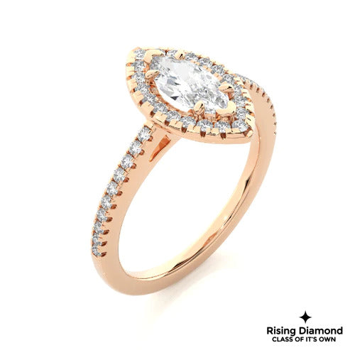 1.02 CT Marquise Cut F/VS1 Lab Grown Diamond Halo Ring