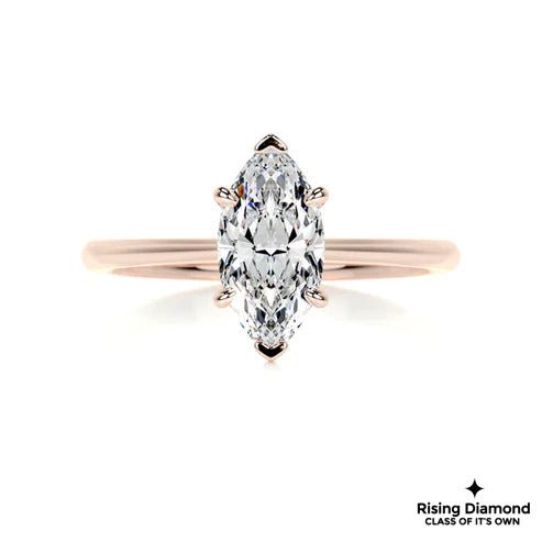 3.8 Ct Marquise Cut Colorless Moissanite Solitaire Ring