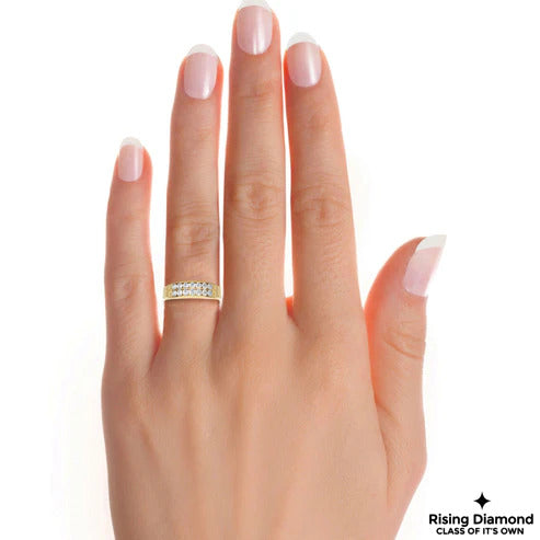 0.95 TCW Round Cut Colorless Moissanite Gold Wedding Band