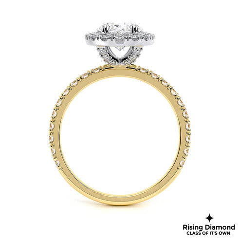 1.5 Ct Oval Cut F-VS2 Lab Grown Diamond Halo Engagement Ring