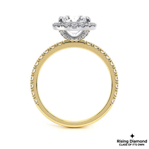 1.03 Ct Round Cut F-VS1 Lab Grown Diamond Halo Half Eternity Engagement Ring