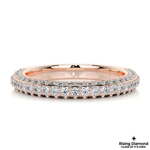0.75 CTW Round Cut Colorless Moissanite Micro Pave Wedding Band