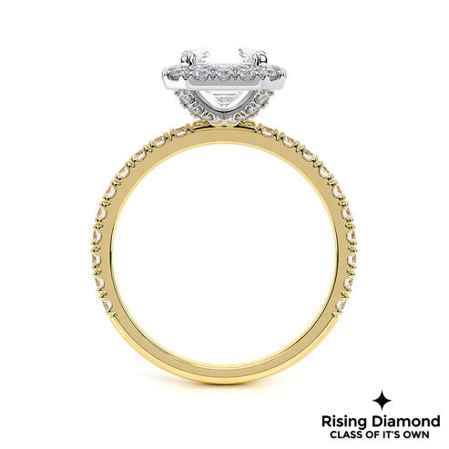 2.9 Ct Asscher Cut Colorless Moissanite Halo Engagement Ring