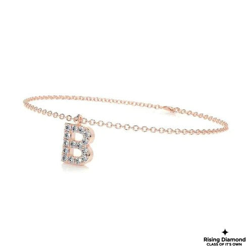 1.15 CTW Round Cut Colorless Moissanite Customize Letter Bracelet
