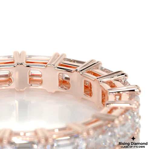 2.85 CTW Emerald Cut Colorless Moissanite Wedding Band