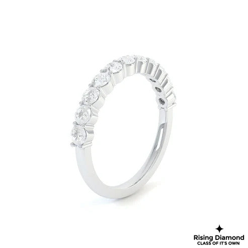 0.49 TCW Round Cut Colorless Moissanite Half Eternity Gold Wedding Band