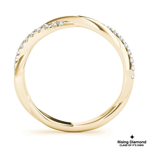 0.25 CTW Round Cut Colorless Moissanite Twisted Shank Wedding Band