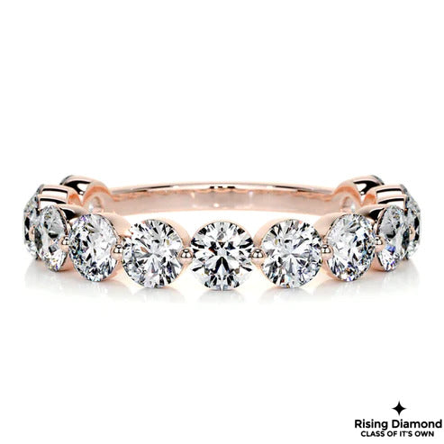 2.09 CTW Round Cut Colorless Moissanite Bubble Prong Wedding Band
