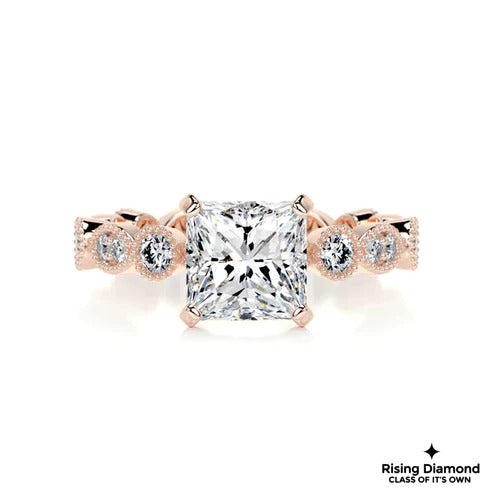 2.8 Ct Princess Cut Colorless Moissanite Engagement Ring