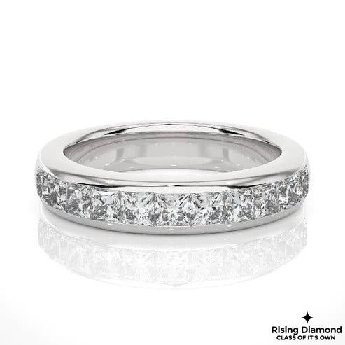 0.38 Ct Princess Cut Colorless Moissanite Gold Wedding Band