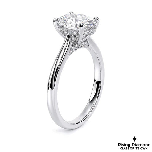 1.89 Ct Oval Cut E-VS2 Lab Grown Diamond Gold Engagement Ring