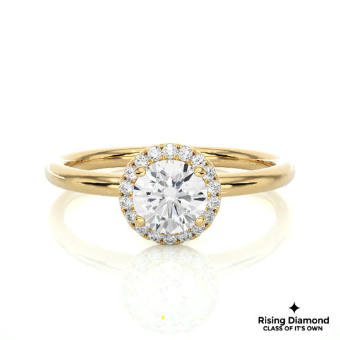 1.0 Ct F/VS1 Round Cut Lab Grown Diamond Halo Ring