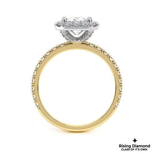 1.58 Ct Emerald Cut F-VS2 Lab Grown Diamond Halo Engagement Ring