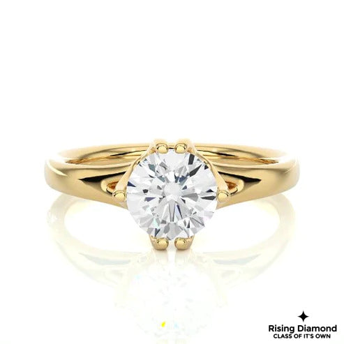 1.00 Ct Round Cut D-VS Lab Grown Diamond Gold Solitaire Engagement Ring