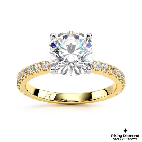 1.02 CT Round Cut F/VS1 Lab Grown Diamond Ring in Pave Setting