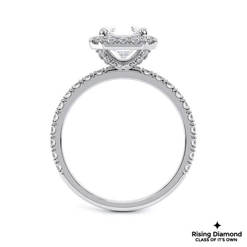 1.20 Ct Asscher Cut G/VS2 Lab Grown Diamond Halo Ring
