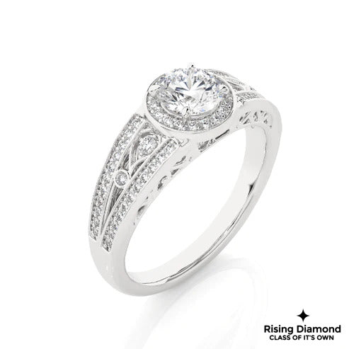 1.0 Ct Round Cut E-VS Lab Grown Diamond Engagement Ring