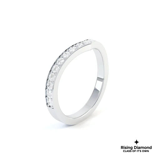 0.55 CTW Round Cut Colorless Moissanite Curved Wedding Band