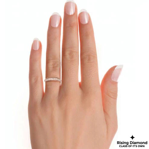 0.66 CTW Round Cut Colorless Moissanite Knife Edge Shank Band