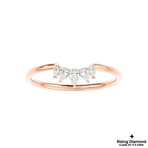 0.20 CTW Pear Cut Colorless Moissanite Curved Band