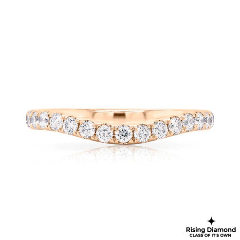 0.60 CTW Round Cut Colorless Moissanite Curved Wedding Band