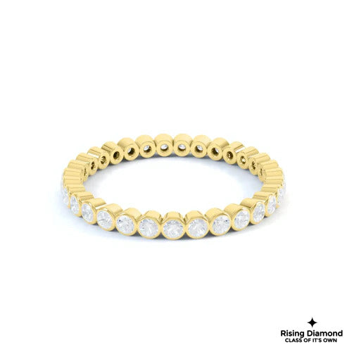 0.55 TCW Round Cut FG-VS Lab Grown Diamond Gold Bezel Wedding Band