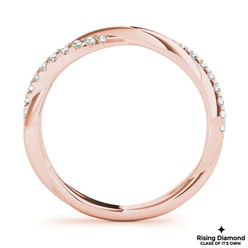 0.25 CTW Round Cut Colorless Moissanite Twisted Shank Wedding Band