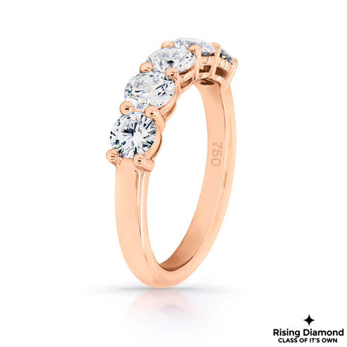 1.5 CTW Round Cut Colorless Moissanite Five Stone Band