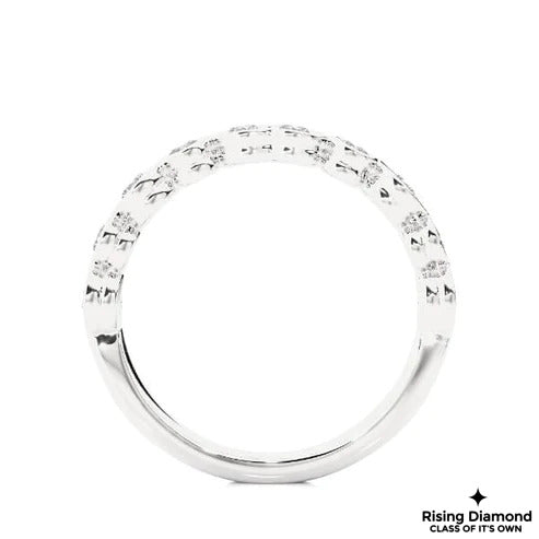0.28 TCW Round Cut Colorless Moissanite Half Eternity Gold Wedding Band