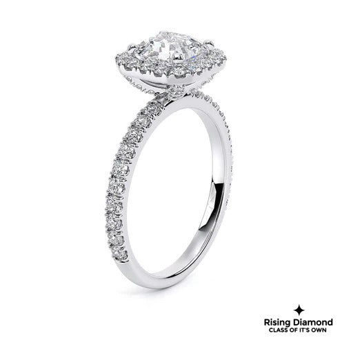 1.20 Ct Asscher Cut G/VS2 Lab Grown Diamond Halo Ring