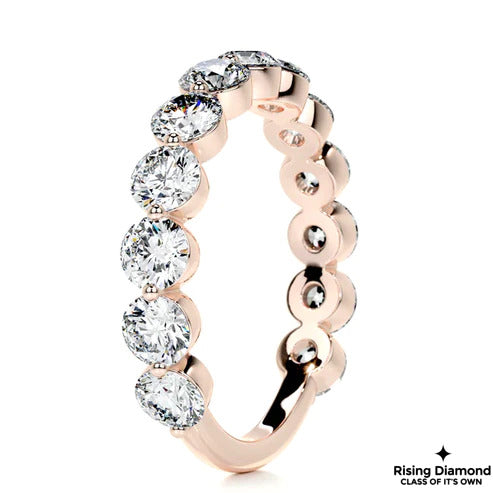 2.09 CTW Round Cut Colorless Moissanite Bubble Prong Wedding Band