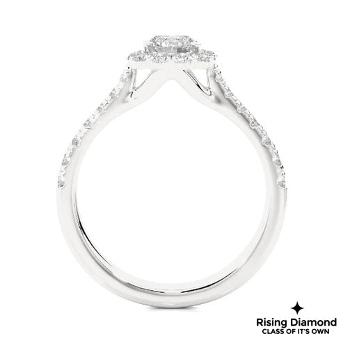 1.01 Ct Round Cut E-VS Lab Grown Diamond Gold Halo Engagement Ring