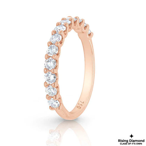 0.68 CTW Round Cut Lab Grown Diamond Half Eternity Band