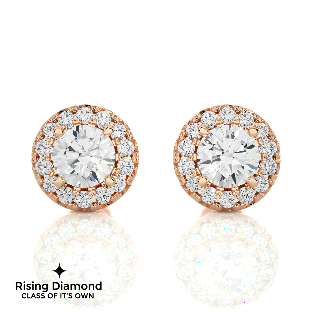 1.15 TCW For Each Round Cut EF-VS Lab Grown Diamond Halo Earring