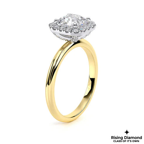 1.25 Ct Asscher F/VS1 Lab Grown Diamond Halo Ring