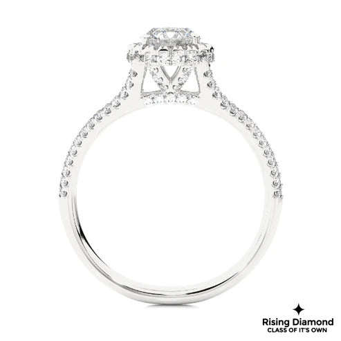 1.02 Ct Round Cut E-VS Lab Grown Diamond Gold Halo Engagement Ring